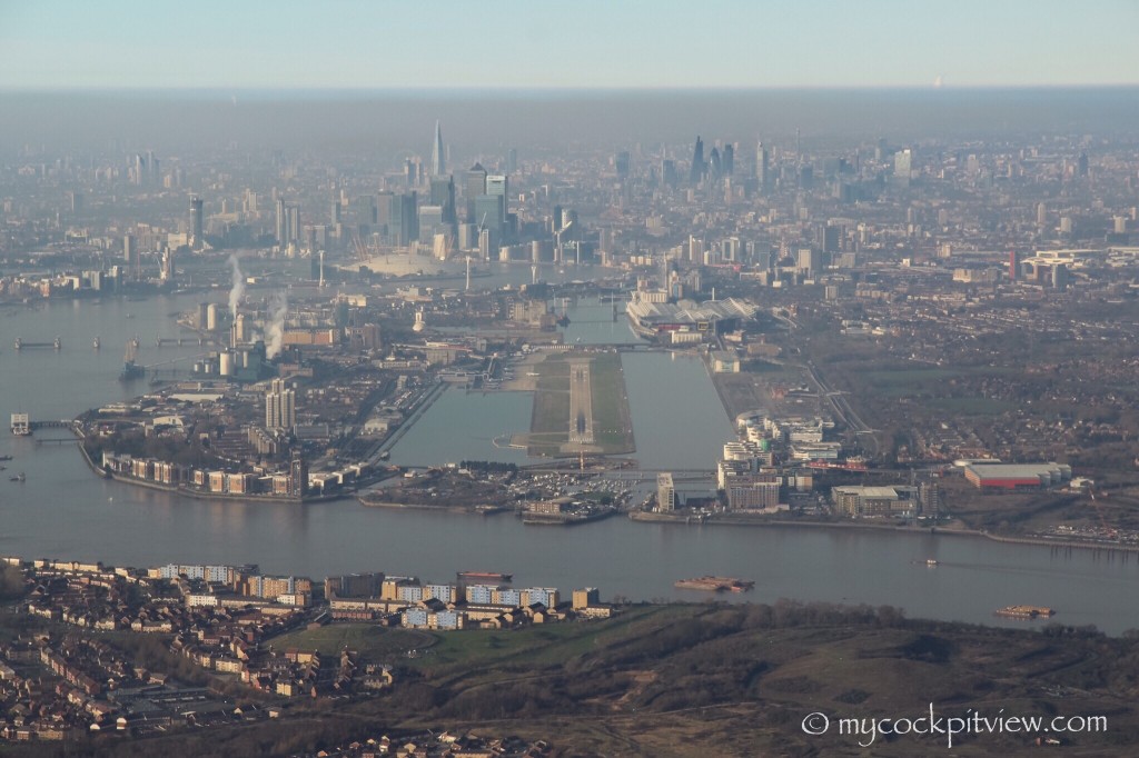 The final at London City Airport is always fantastic. On runway 09 facing the sun in the hazy morning or on runway 27 on a clear day with the smog clearly visible. Always different... Mycockpitview. EGLC. LCY.